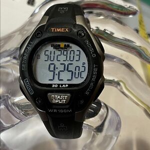 Timex Ironman Black Digital Sport Watch with Orange Accents